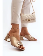 Elegantní dámské sandály na podpatku model 21647439 zlaté - Laura Messi