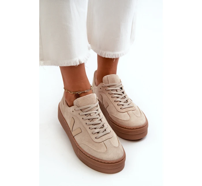 model 21665875 Dámské semišové tenisky na platformě béžové - Zazoo