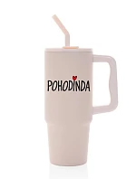 POHODINDA - růžová cestovní termoska s barevným víčkem 900 ml