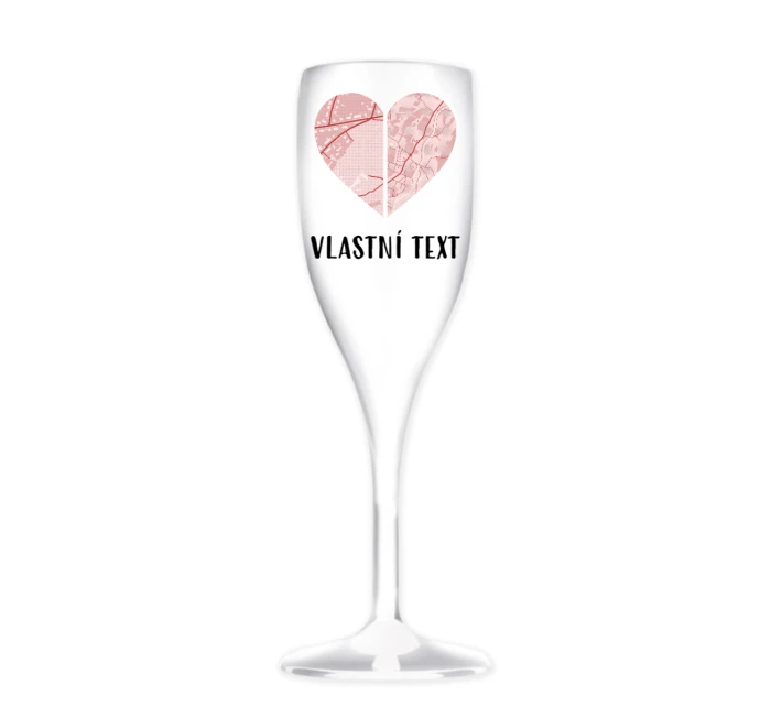 Personalizovaná nerozbitná prosecco sklenice - dvě mapy jako srdce Personalizovaná nerozbitná prosecco sklenice - dvě mapy jako srdce