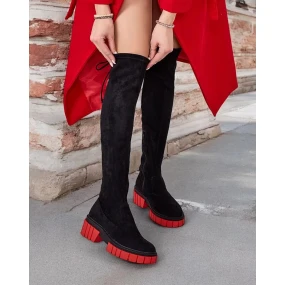 Dámské vysoké kozačky UK105P Černá s červenou - Seastar Dámské vysoké kozačky UK105P Černá s červenou - Seastar