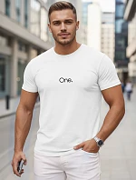 Pánské bavlněné bílé tričko s potiskem FashionStreet NX5125R