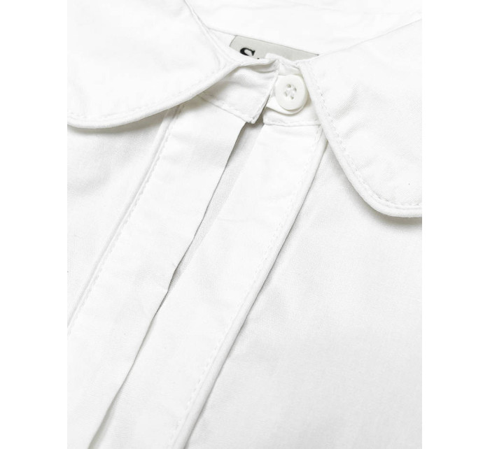 Bílá dámská košile se slzičkou pro zapínání ve výstřihu (8020)