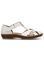 Dámské pohodlné sandály na suchý zip se zabudovanou špičkou béžové Rieker M1655-61 Dámské pohodlné sandály na suchý zip se zabudovanou špičkou béžové Rieker M1655-61