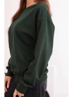 Dámská mikina s model 21494912 výstřihem základní z bavlny tmavě zelená - K-Fashion