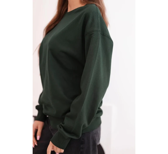 Dámská mikina s model 21494912 výstřihem základní z bavlny tmavě zelená - K-Fashion