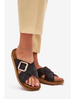 Dámské sandály s přezkou model 21702153 Černé - Inblu