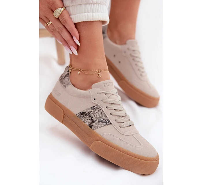 Dámské tenisky s vložkami z kůže Big Star šedé model 22040018 - Big Star Shoes