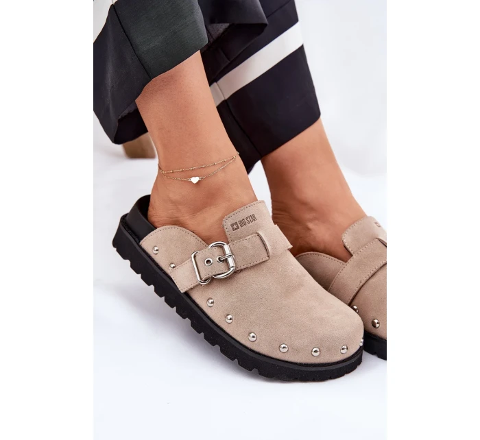 Dámské semišové pantofle na platformě Big Star – béžové Dámské semišové pantofle na platformě Big Star – béžové