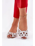 Dámské perforované baleríny s otevřenou špičkou Calgis – stříbrné