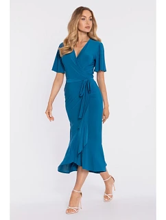 Zavinovací midi šaty M912 mořsky modré - Stylove