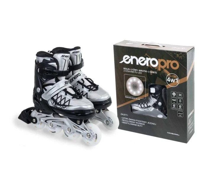 INLINE BRUSLE-KOLEČKOVÉ BRUSLE 4V1 ENERO PRO LED 30-33 ŠEDÁ