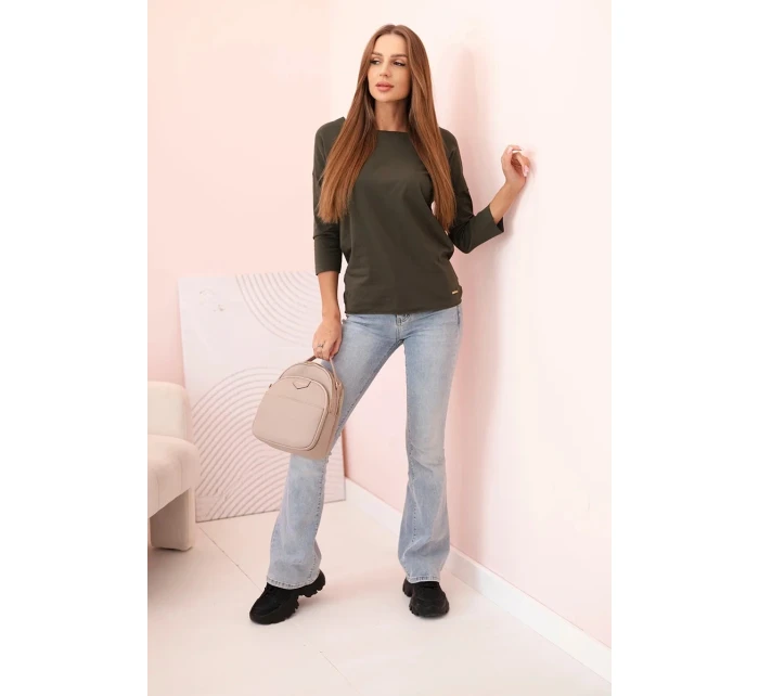 Dámská halenka s lodičkovým výstřihem khaki