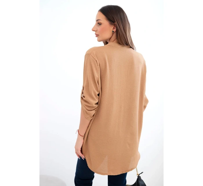 Halenka s delšími zády camelová Halenka s delšími zády camelová