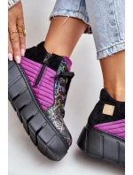 Kožené sneakersy na platformě fuchsie Maciejka 06767-15