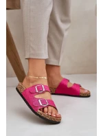 Textilní sandály na korkové podrážce s přezkami fuchsie model 21685385 - Boto