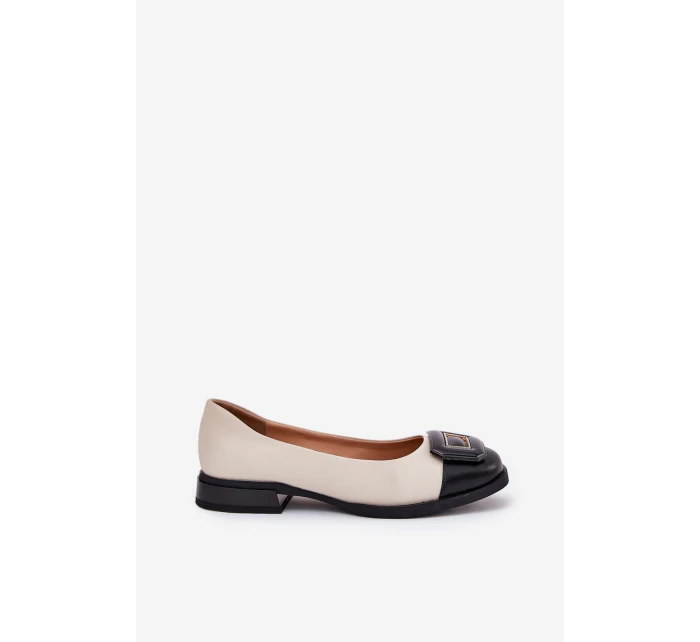 Kožené Baleríny S Dekorací D&A model 21691015 Béžové - S.Barski