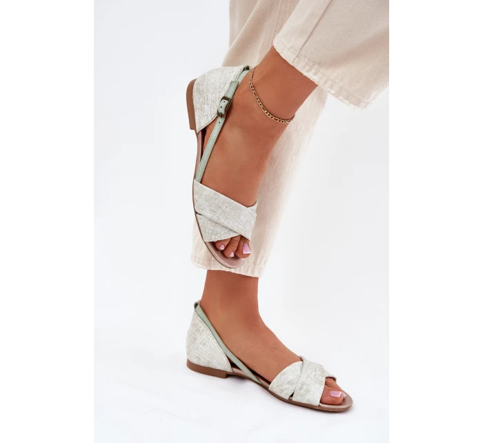 Kožené Ploché Sandály model 21699746 Mátové - Maciejka