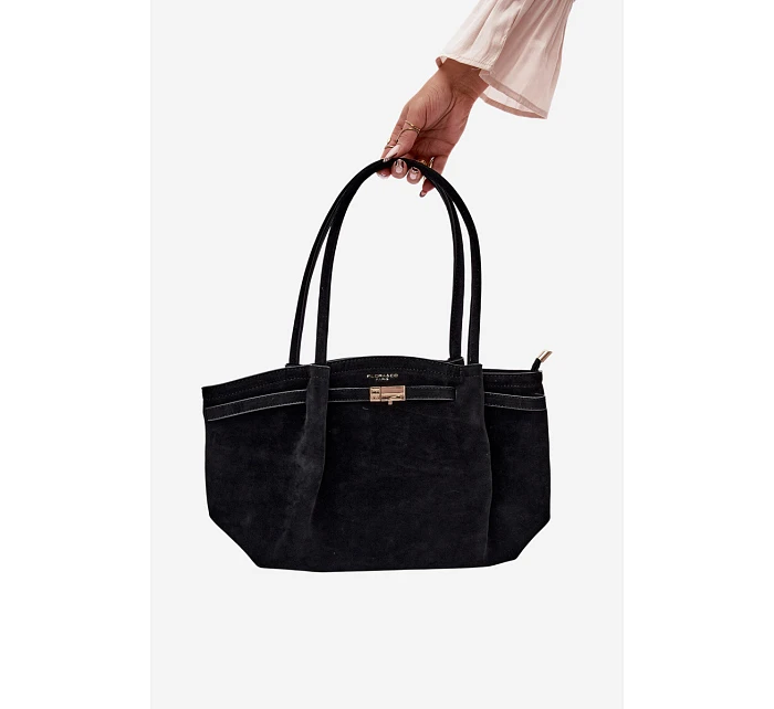 Shopper kabelka z eko semiše Černá Elleea