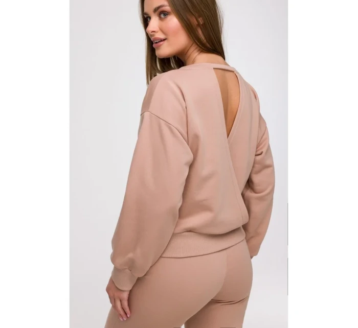 B293 Mikina s otevřenými zády - mocca