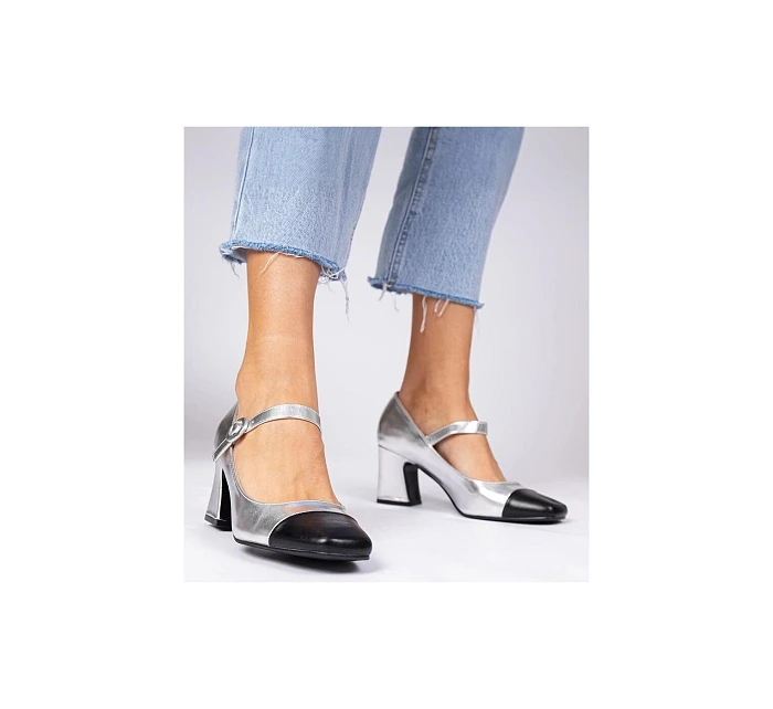 Dámské sandály Gemre H8-555 stříbrno-černé - Joia