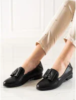 Exkluzívní dámské  polobotky černé na plochém podpatku