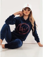 VIP PRIVATE tmavě modrý dámský velurový komplet FashionStreet AY0867 VIP PRIVATE tmavě modrý dámský velurový komplet FashionStreet AY0867