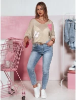 Dámský prolamovaný svetr beige Dstreet model 21976226 - FashionStreet