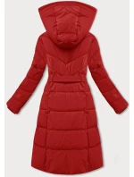 Dámská zimní bunda ve vínové bordó barvě s páskem model 21248042 - LHD