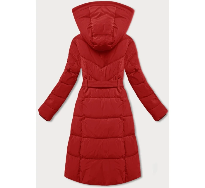 Dámská zimní bunda ve vínové bordó barvě s páskem model 21248042 - LHD