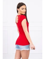 Halenka s krajkovým výstřihem červená