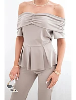 Dámský bavlněný komplet s krátkým rukávem a šortkami žlutý