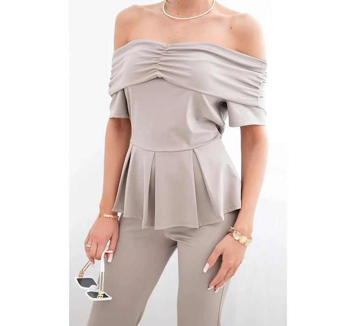 Dámský bavlněný komplet s krátkým rukávem a šortkami žlutý