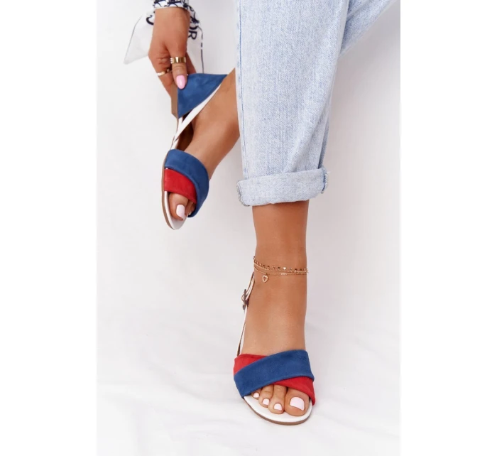 Kožené Sandály Maciejka 04614-17 Tmavě Modré-červené