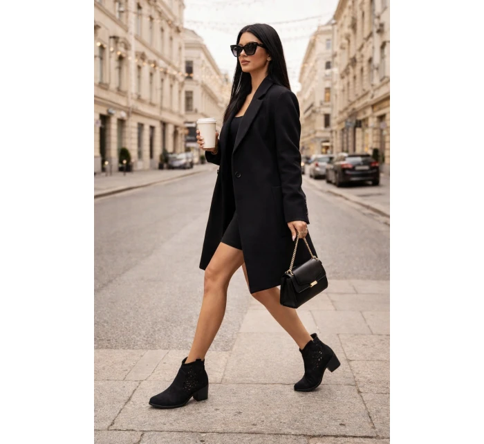 Dámské perforované cowboy boty na podpatku S.Barski HY61-8012 Černé