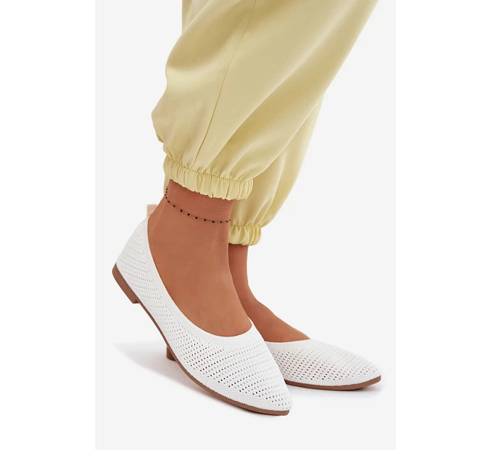 Síťované Materiálové Baleríny Dámské Bílé Sarina Síťované Materiálové Baleríny Dámské Bílé Sarina