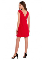 K128 Jednoduché šaty do A s mašlí - červené