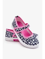 Dětské balerínky na suchý zip v potisku námořnické modré a růžové Selah Dětské balerínky na suchý zip v potisku námořnické modré a růžové Selah
