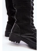 Dámské šněrovací kozačky s elastickým svrškem černá model 20038961 - Kesi