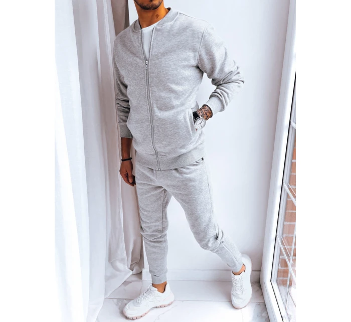 Pánská zateplená tepláková souprava světle šedá model 21968818 - FashionStreet