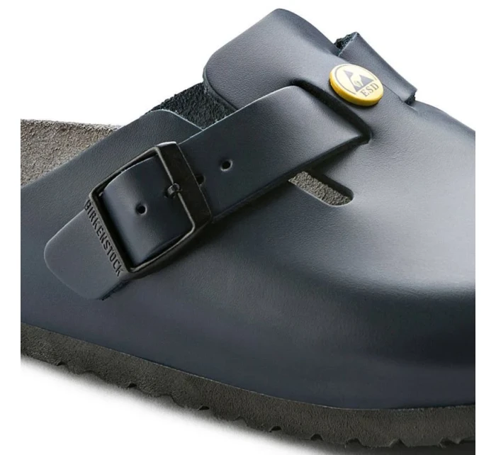 Dámské dřeváky Birkenstock Boston ESD Blue z přírodní kůže úzké úzké (0061388) Dámské dřeváky Birkenstock Boston ESD Blue z přírodní kůže úzké úzké (0061388)