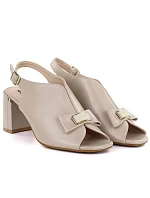 Dámské sandály na jehlovém podpatku s mašlí béžové Jezzi RMR25112-3 Dámské sandály na jehlovém podpatku s mašlí béžové Jezzi RMR25112-3