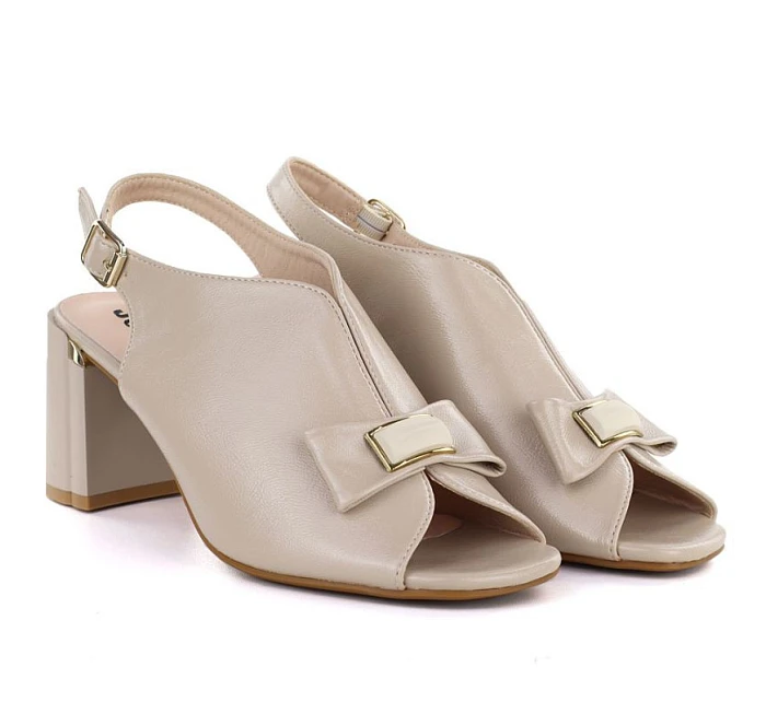 Dámské sandály na jehlovém podpatku s mašlí béžové Jezzi RMR25112-3 Dámské sandály na jehlovém podpatku s mašlí béžové Jezzi RMR25112-3