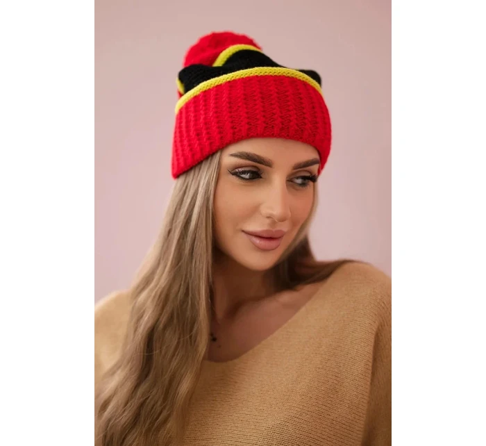 Dámská čepice Kinga K297 červená+kiwi+černá Dámská čepice Kinga K297 červená+kiwi+černá