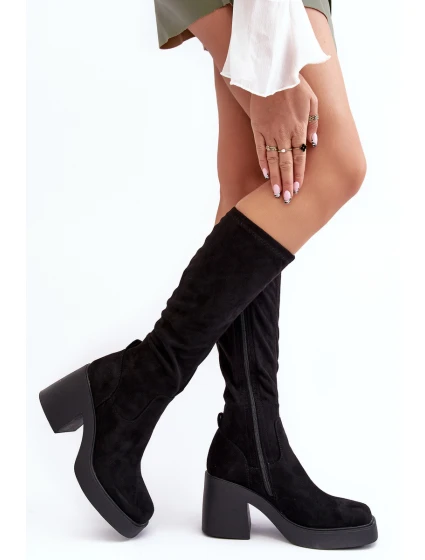 Dámské kotníkové boty na masivním sloupku D&A SN622-10A černé