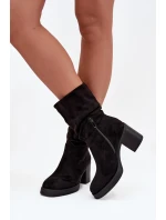 Dámské kotníkové boty s řasením na sloupku Vyhřívané Černé Amoria Dámské kotníkové boty s řasením na sloupku Vyhřívané Černé Amoria