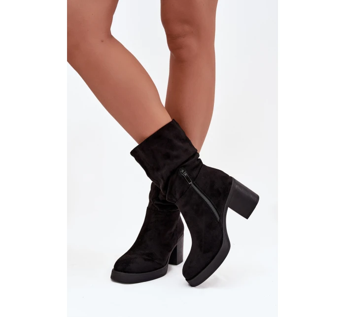 Dámské kotníkové boty s řasením na sloupku Vyhřívané Černé Amoria Dámské kotníkové boty s řasením na sloupku Vyhřívané Černé Amoria