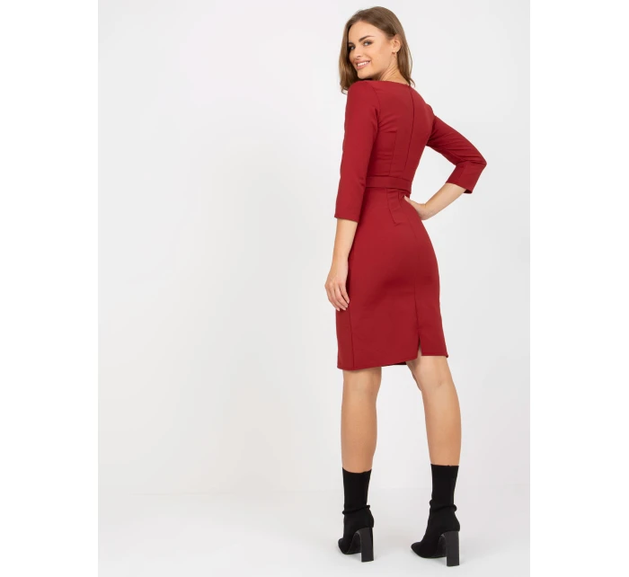 Sukienka LK SK model 21717599 ciemny czerwony - FPrice Sukienka LK SK model 21717599 ciemny czerwony - FPrice