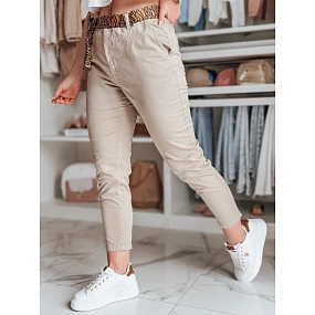 Dámské kalhoty s páskem MADELINA tmavě béžové FashionStreet UY2622 Dámské kalhoty s páskem MADELINA tmavě béžové FashionStreet UY2622