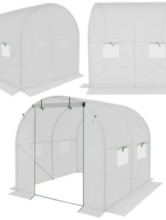 ZAHRADNÍ TUNEL 200x200x200 cm PE BÍLÁ OCELOVÁ KONSTRUKCE